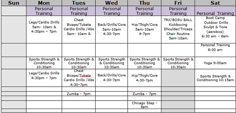 schedule fitness workout